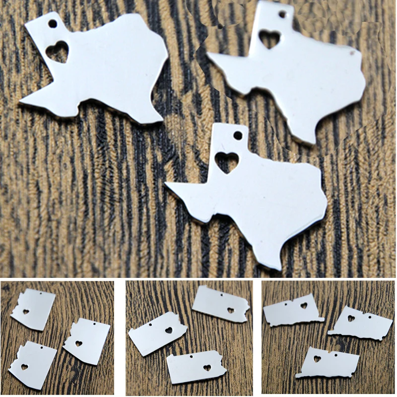 

5pcs/lot US State map charm silver tone Arizona Texas New hampshire Florida Alaska Utah North carolina Nevada Connectut......