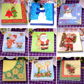 Food grated Decoupage Christmas paper napkins Santa clause snowman tissue paper Xmas party decoration home hotel