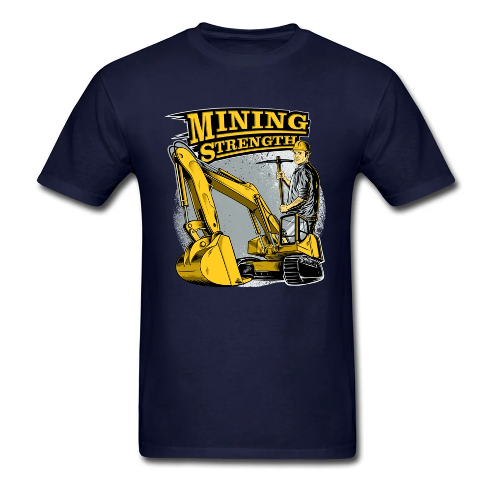 Mining Strength Excavator Young New Arrival Tops Shirt Round Collar Summer Pure Cotton T Shirt comfortable Tops Shirts Mining Strength Excavator navy
