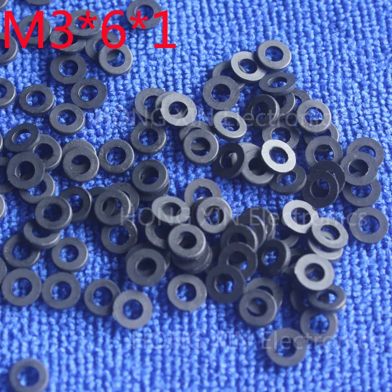 Buy M3*6*1 1pcs Black Nylon Washer Plastic Flat Spacer