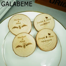 Galabeme 5 см персонализированное сохранить Дата DIY полено деревянный подарок тег Свадьба Свадебная девичник вечерние Стол деревенский теги