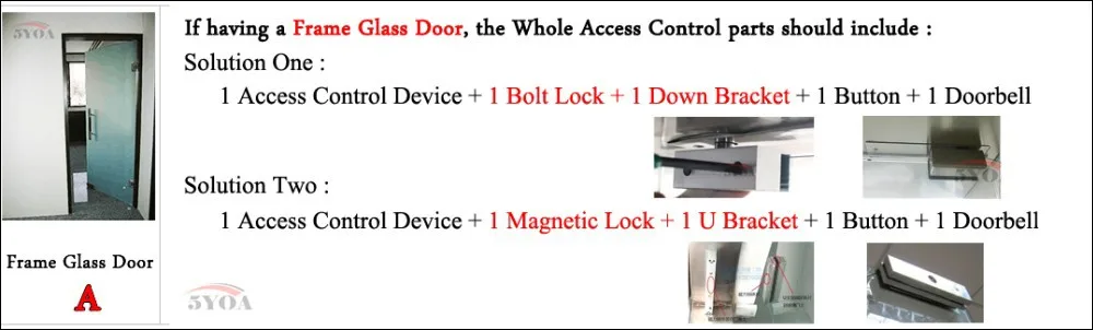 RFID система контроля доступа комплект рамка стеклянная дверь комплект+ Электрический болт дверной замок+ ID карты Keytab+ блок питания+ кнопка выхода+ дверной звонок