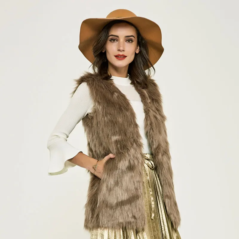 HEE GRAND/2019 осень зима искусственный мех жилет Colete De Pele Falso куртка Casacos Femininos женские