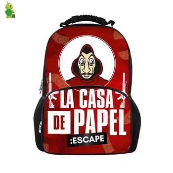 

La Casa De Papel Women Men Backpack School bags for Teenage Boys Girls bookbags Large Travel Rucksack luxury Laptop Backpack