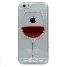 Hot sale Red Wine Cup Liquid Transparent Case Cover For Apple iPhone 4 4S 5 5S 6 6 Plus All Models Phone Cases Back Covers