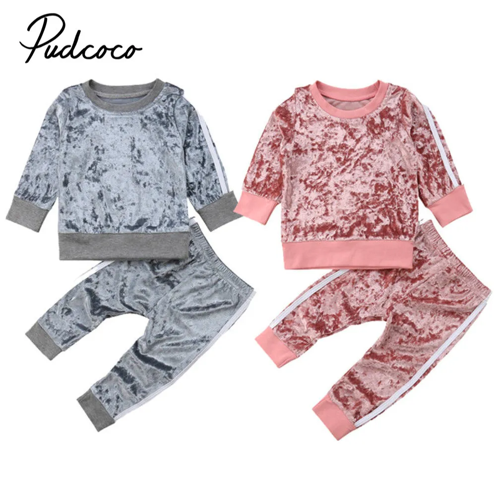 Baby Kid Girls Clothes Set Autumn Winter Velvet Long Sleeve Top Hoodie+Pant Children Clothes Girl Outfits Sportswear Baby Kid Girls Clothes Set Autumn Winter Velvet Long Sleeve Top Hoodie+Pant Children Clothes Girl Outfits Sportswear