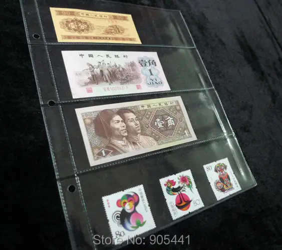 

10 Pcs Paper Money pages 4 Pockets 185*60mm Bill Note Currency Holder Album Pages Collection Free Shipping Wholesale