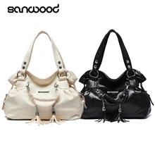 Новая популярная женская модная повседневная сумка из искусственной кожи с кисточками, сумка на плечо, сумка-тоут, кошелек