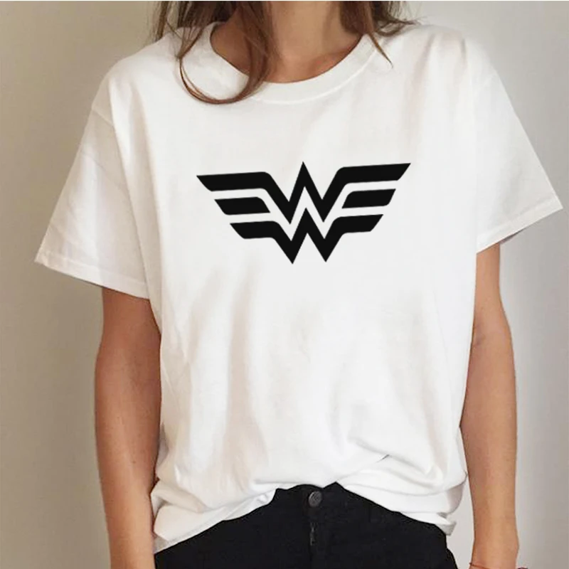 

Second Half Price Cotton Women T-shirt Anime Wonder Woman T Shirt Superhero Tee Femme Printed Harajuku Manga Tshirt