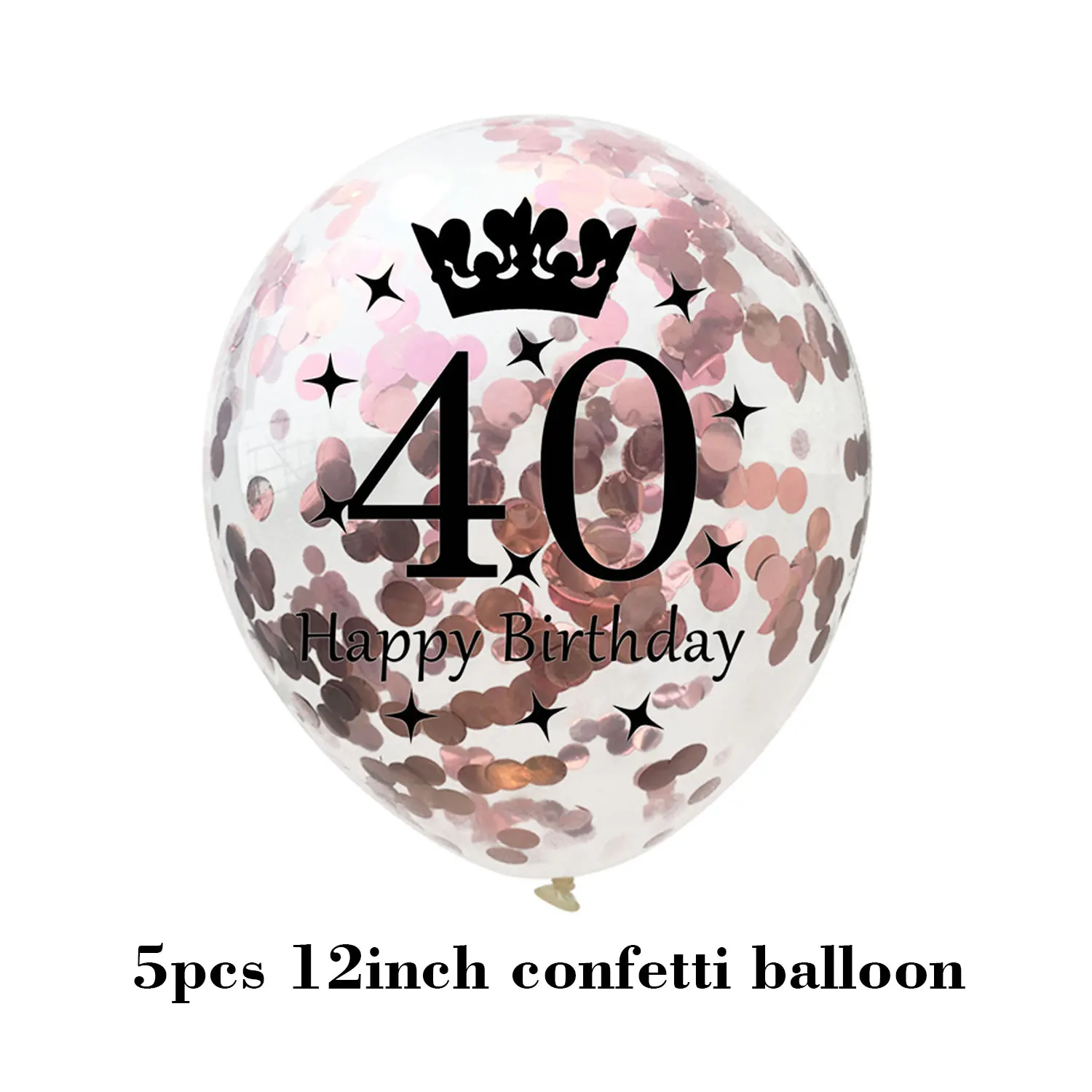 Happy Birthday Confetti Balloon Number Balloon Adult Birthday Cake Topper Gift Sticker For 16 18 21 30 40 50 60 Years Decoration - Цвет: 40 rose gold balloon