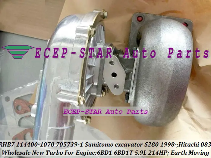 RHB7 114400-1070 705739-5001S Turbo Turbocharger For Sumitomo excavator S280 1998- Earth Moving 6BD1 6BD1T 5.9L 214HP (1)