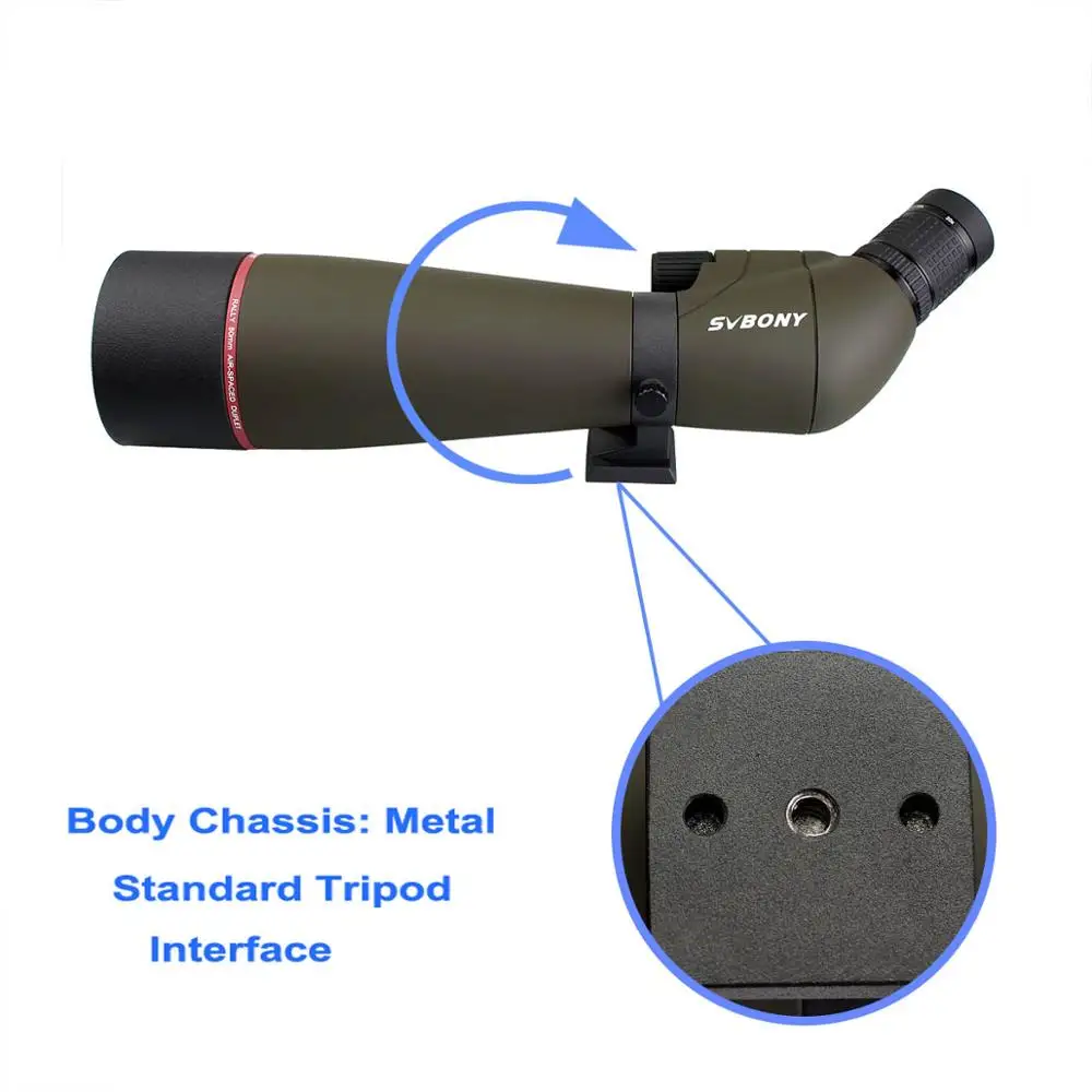Svbony-telescopio SV13 20-60x80, telescopio con Zoom, alcance de 45 grados, gran campo de visión, observación de aves, senderismo, equipo de Camping