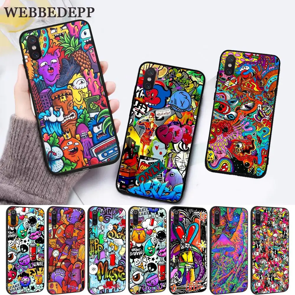 

WEBBEDEPP JDM Car Graffiti Sticker Silicone Case for Xiaomi MI 5X 6 6X 8 9 SE F1 A1 A2 Lite MAX 3