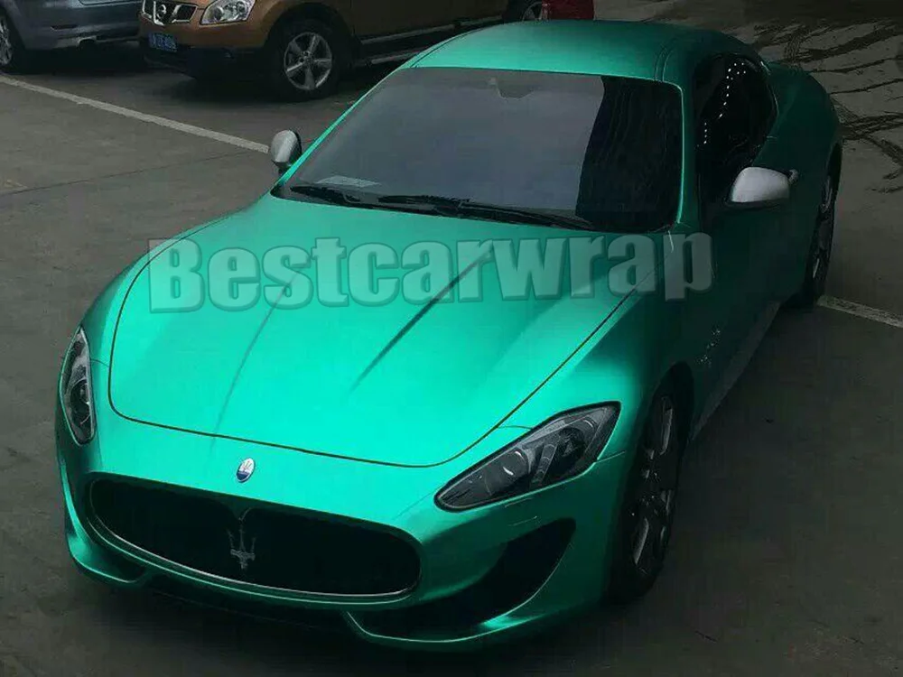 

High Quality Satin Tiffany mint Matte chrome WRAPPING Vinyl Wrap Car Wrap Film with air bubble Free PROTWRAPS 1.52x20m