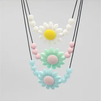 

Flower Pendant Teether Baby Teething Silicone Pacifier Clips Chew Beads Teething Necklace Silicone beads Newborn Teething Chains