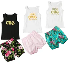 Комплекты одежды для маленьких девочек на 1 день рождения, вечерние комплекты одежды для младенцев, летняя футболка, шорты, одежда для маленьких девочек 12 месяцев