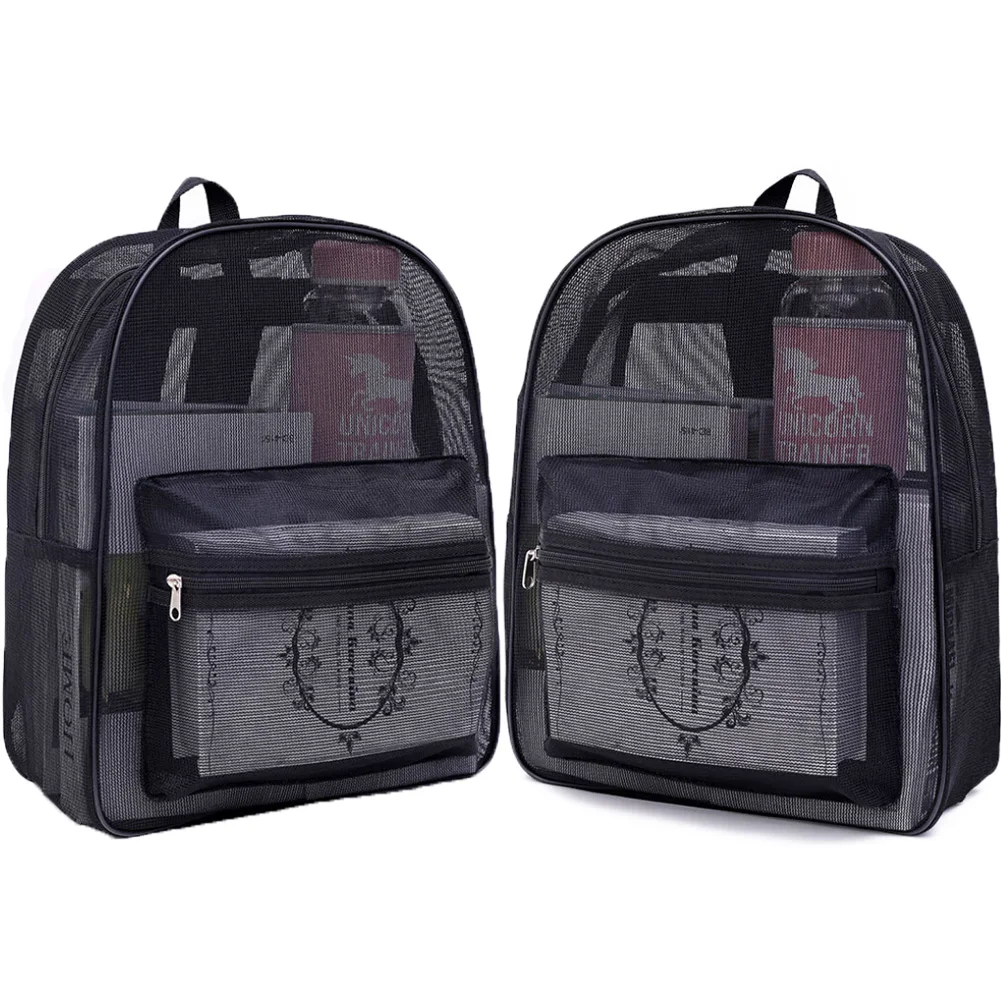Стиль, прозрачный рюкзак, легкий складной рюкзак, прозрачная дорожная Сетчатая Сумка, повседневная школьная сумка, черный рюкзак