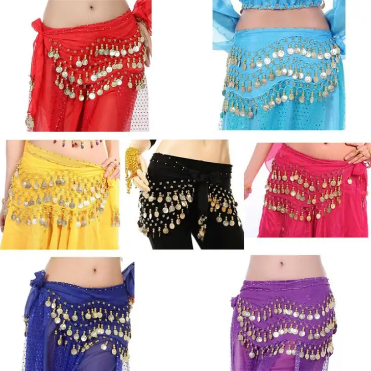 Lady Women 3 Rows Belly Dancing Hip Scarf Wrap Bel...