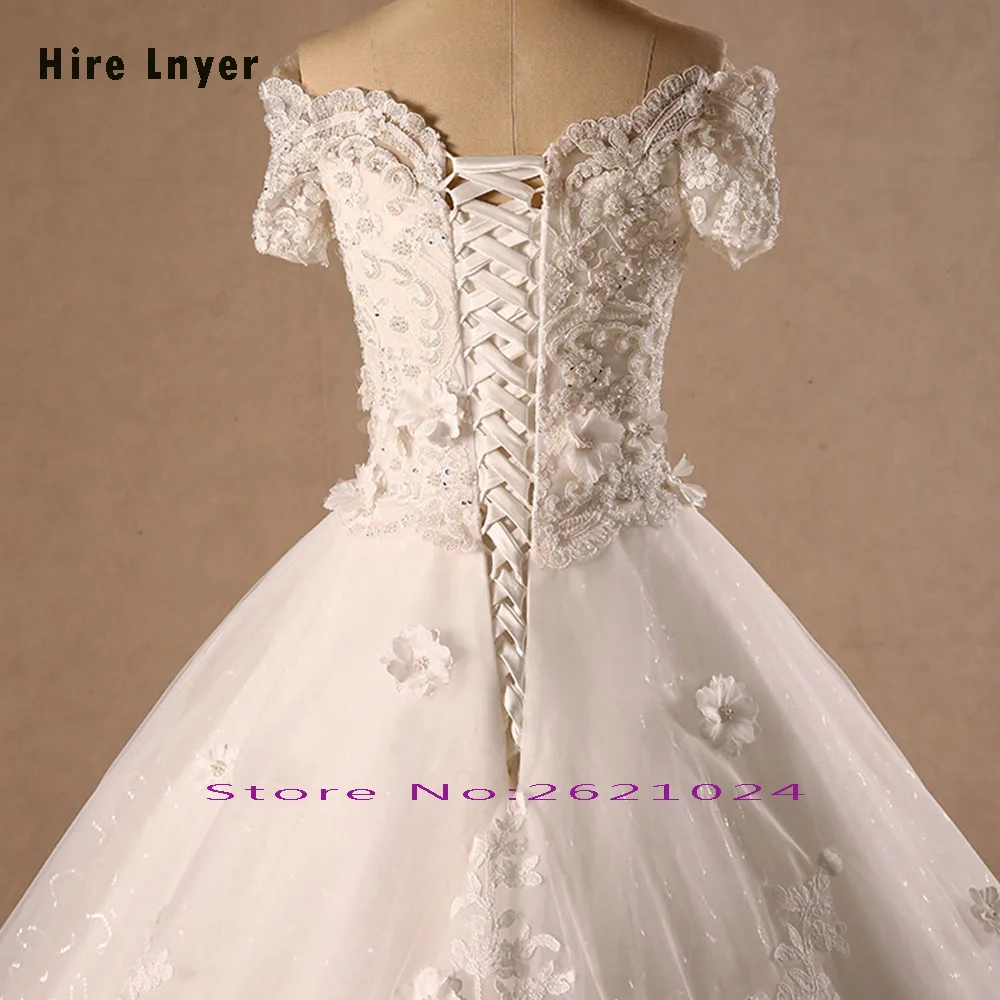 HIRE LNYER свадебное платье с коротким рукавом со шнуровкой и бусинами|robe de mariee|gown