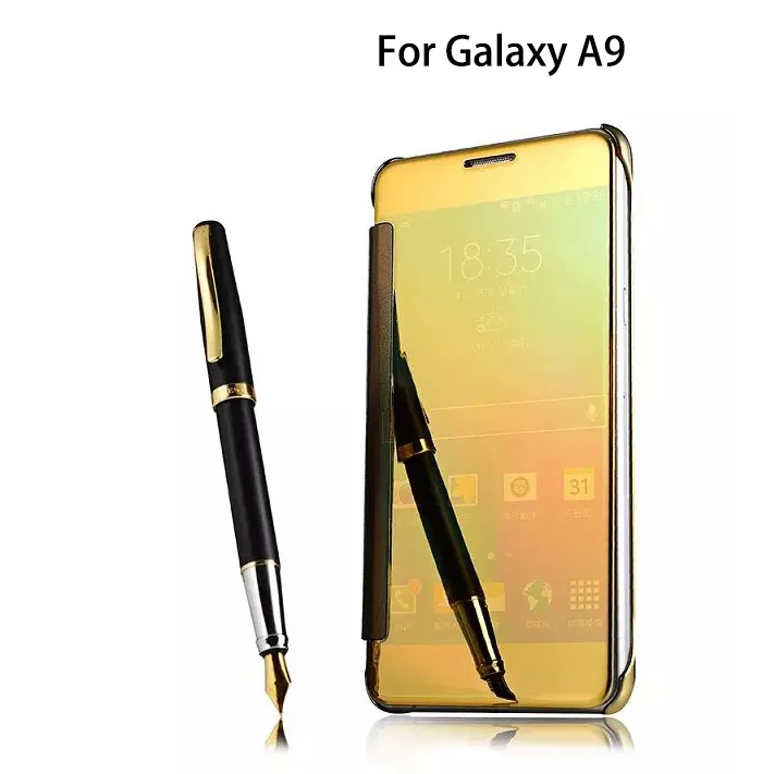 

Electroplated Mirror Hard Clear Transparent Case For Samsung Galaxy A9 (2016) Flip Smart Cover Phone Case sm-A9100 A910F A9000
