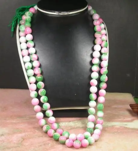 

Jew3115 CHINESE Green JADE 108 Bead Beads Necklace 10 mm