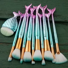 11 Pcs Mermaid Makeup Brushes Set Big Fish Tail Power Foundation EyeShadow Contour Concealer Blush Face Make Up Brush Beauty Kit
