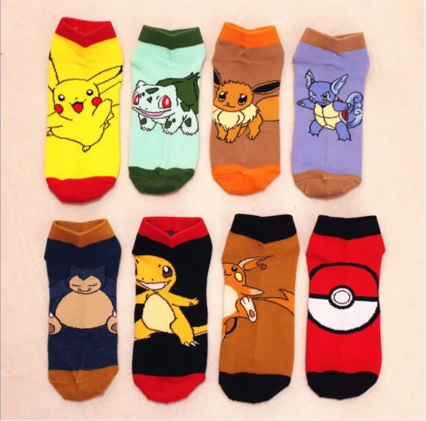 Носки для женщин и мужчин, носки по щиколотку Pokemon Go, носки для взрослых, косплей карманные монстры, Пикачу, чармандер, Poke Ball, Мультяшные Повседневные носки