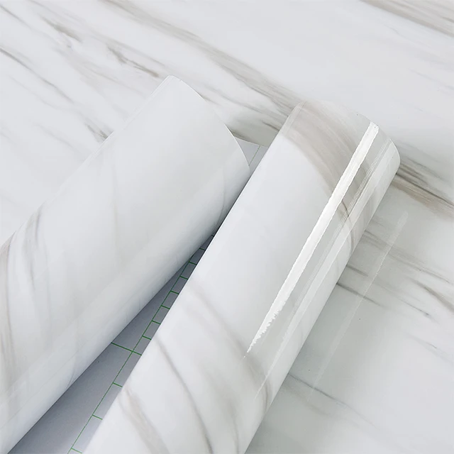 1 метр водонепроницаемый ПВХ мрамор/дерево/чистый цвет обои мода современная гостиная кухня наклейки на стену декор комнаты пленка наклейка - Цвет: Marble Jazz White