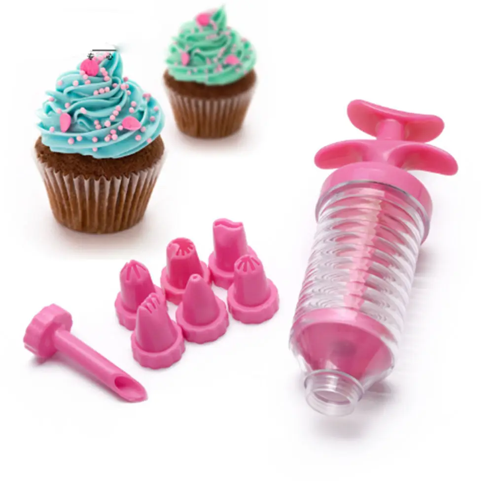 1 Set 8 Nozzles Cake Decoration Set Icing Syringe Plastic