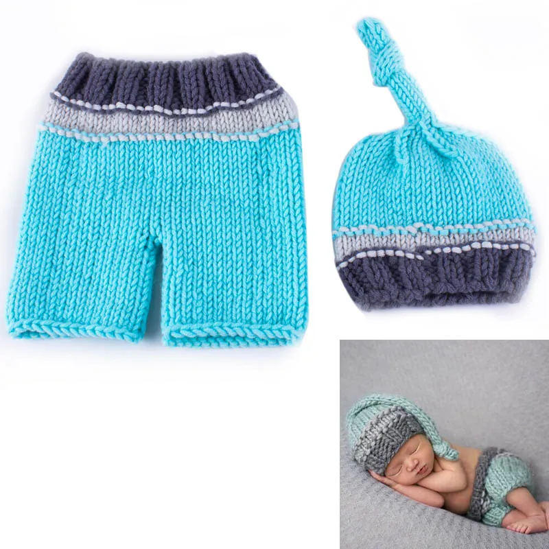Так мило! Мягкая Милая вязаная крючком Одежда для новорожденных Детская шляпа детская шапочка реквизит для фотосессии новорожденных от 0 до 4 месяцев - Цвет: J JianSkyGray