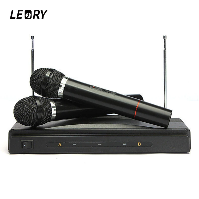 

LEORY Karaoke Microphone System With Receiver Dual Wireless Handheld Condenser Microphone Microfone Mic For Home DIY KTV Singing