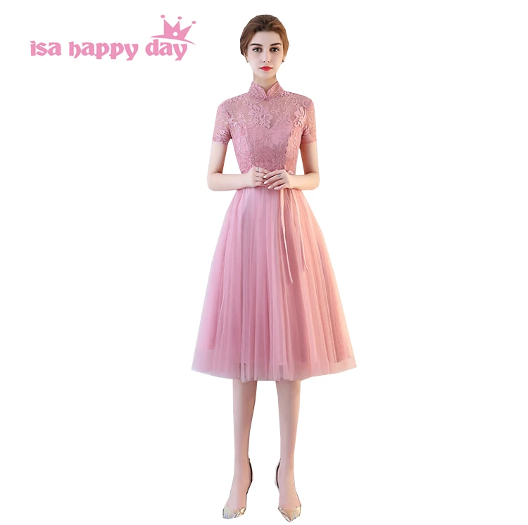 

special occasion vintage high neck bridesmaid dresses formal blush bridesmaids dress with sleeves women 2019 from china H4148