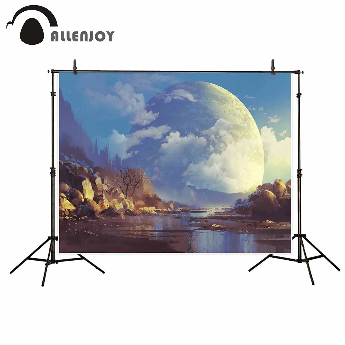 

Allenjoy photographic background natural river moon sky oil painting backdrop photobooth photo studio photocall