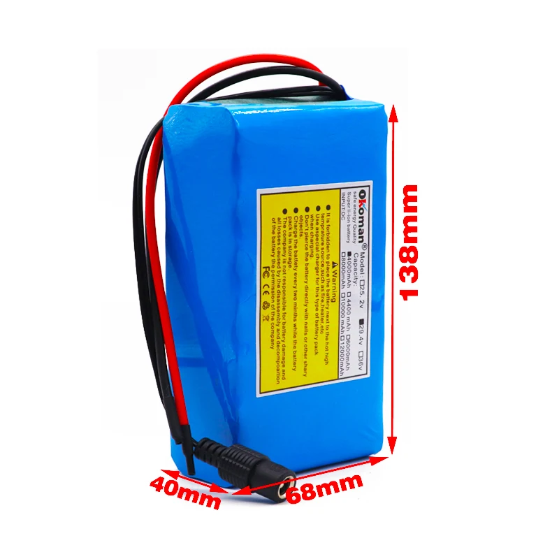 Large capacity 24V 4Ah 7S2P 18650 Battery li-ion battery 29.4v 4000mAh electric bicycle moped /electric/lithium ion battery pack