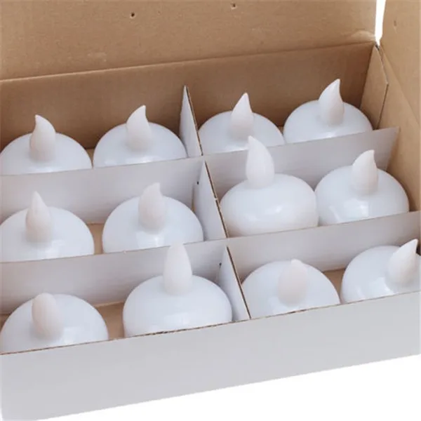 Упаковка из 24 прохладных белых свечи Плавающие беспламенные Свечи многоцветные светодиодные Водонепроницаемая свеча