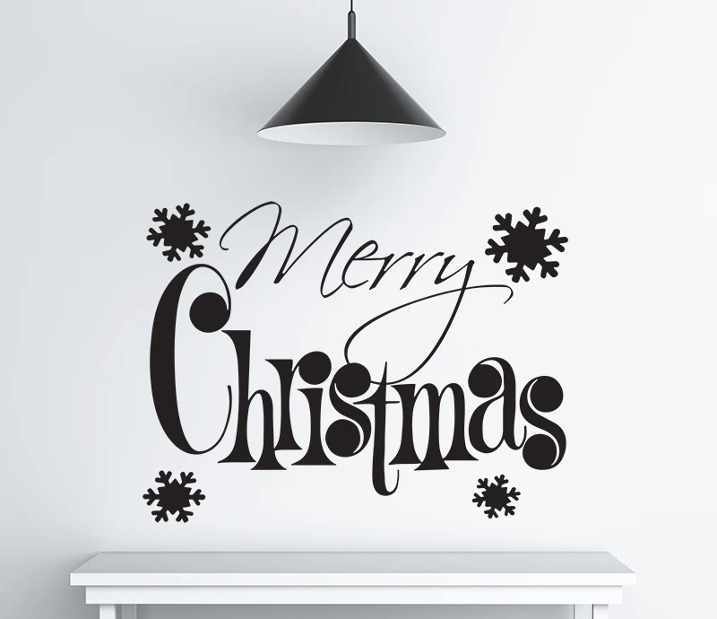 Merry Christmas with Snowflakes Quotes Wall Sticker Mural Wall Decal
