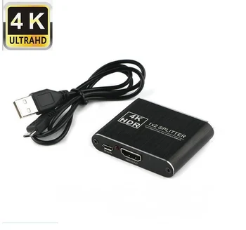 

100set High quality Metal alloy ultrathin HDMI Splitter V1.4 HDR 4K x 2K 2 Port 1 in 2 out for Full HD 1080P and 3D Resolution