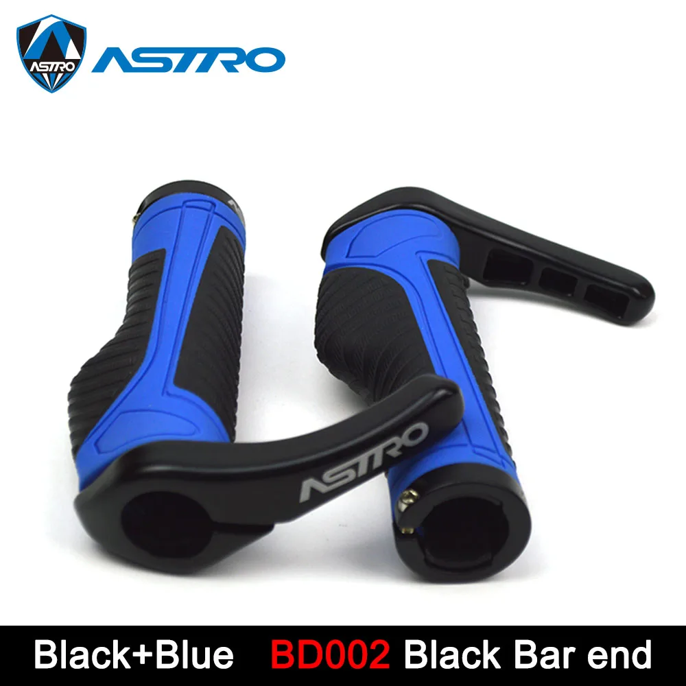 Astro велосипедные ручки MTB Горный шоссейный велосипед, руль для велосипеда, наконечники, сплав, резина, силикон, мягкая блокировка, велосипедные ручки, заглушки для рукоятки - Цвет: Blue BD002 Black