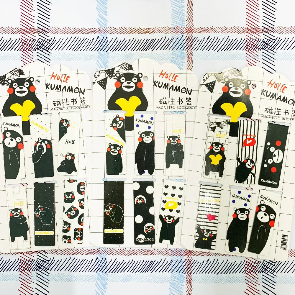 

6pcs/pack Cute Kawaii Kumamoto Magnetic Bookmarks Books Marker of Page Student Stationery School Office Supply Kids Gift