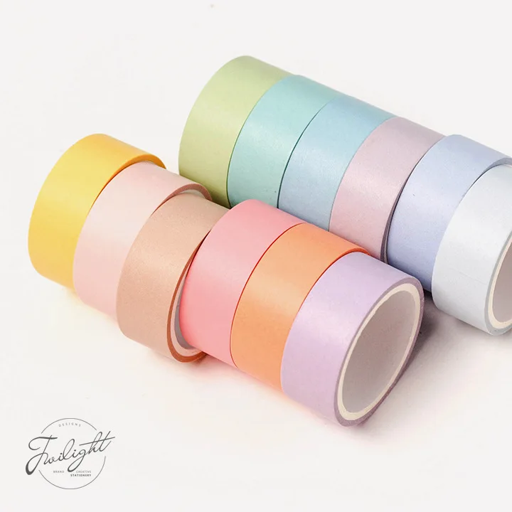 

12Pcs/lot Rainbow Solid Color Bullet Journal Washi Tape set Adhesive Tape DIY Scrapbooking Sticker Label Masking Tape