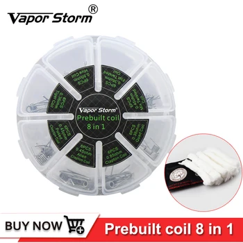 

Original vapor storm 8 in 1 Coil Prebuilt Coils wire box Quad Tiger Hive Alien Fused Clapton Mix Twisted Coil fit DIY atomizer