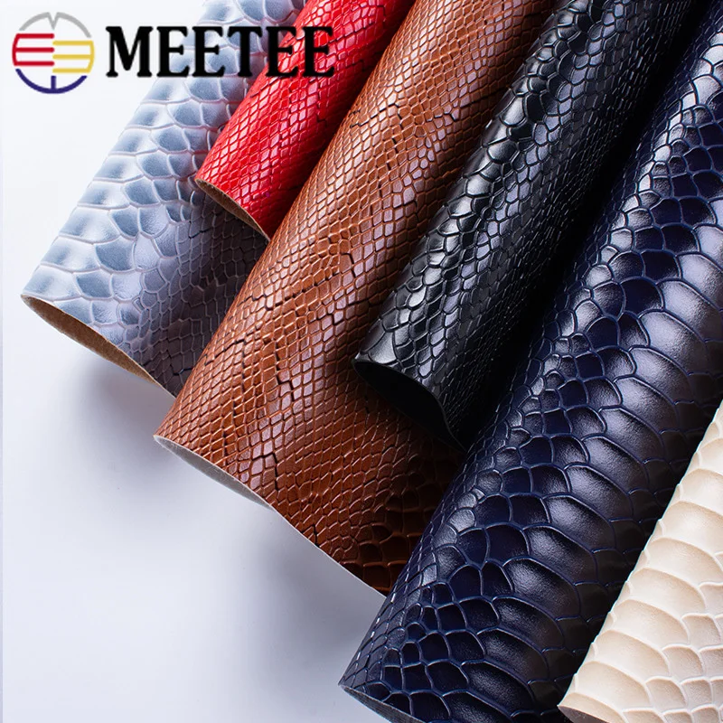 Online Meetee 45x137cm 1,2mm tela de cuero grueso Artificial sintético piel de serpiente Material de PVC para equipaje cartera cinturón DIY accesorio