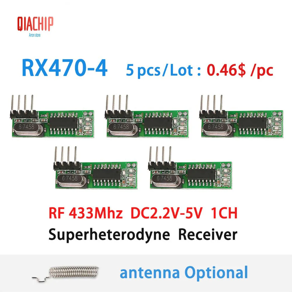 QIACHIP RF 433 МГц Супергетеродинный приемник беспроводное реле DC 1CH ASK/OOK модуль к MCU/ARM Arduino UNO 433,92 МГц пульт дистанционного управления