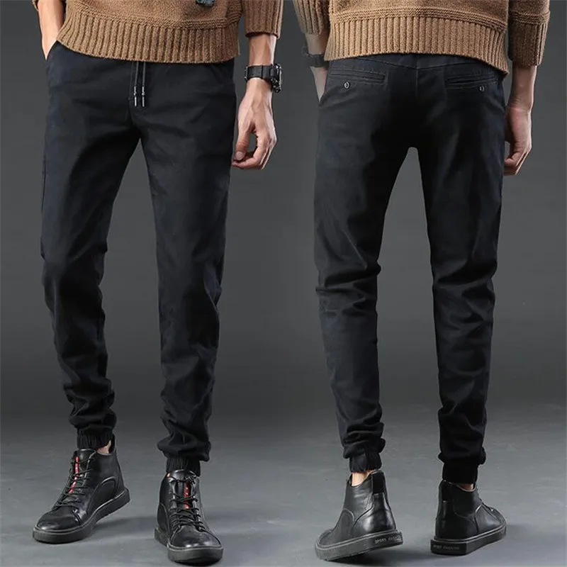 

Autumn Men Jeans Black Stretch Jogger Jeans Elastic Waist For Man Fashion Slim Fit Denim Harem Pants Male Wear Long Trousers
