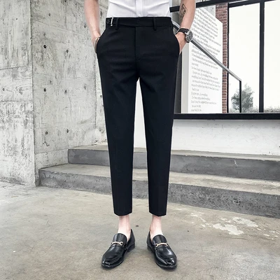 2019 Лето Британский зрелых мужчин сплошной цвет повседневные штаны мужские самосовершенствование 9 штанов тенденция Бизнес повседневные