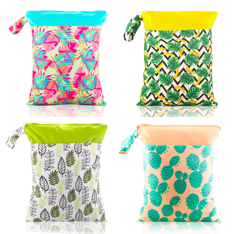 HappyFlute Baby Diaper Bags Double Zippered Wet/Dry Bag Waterproof Wet