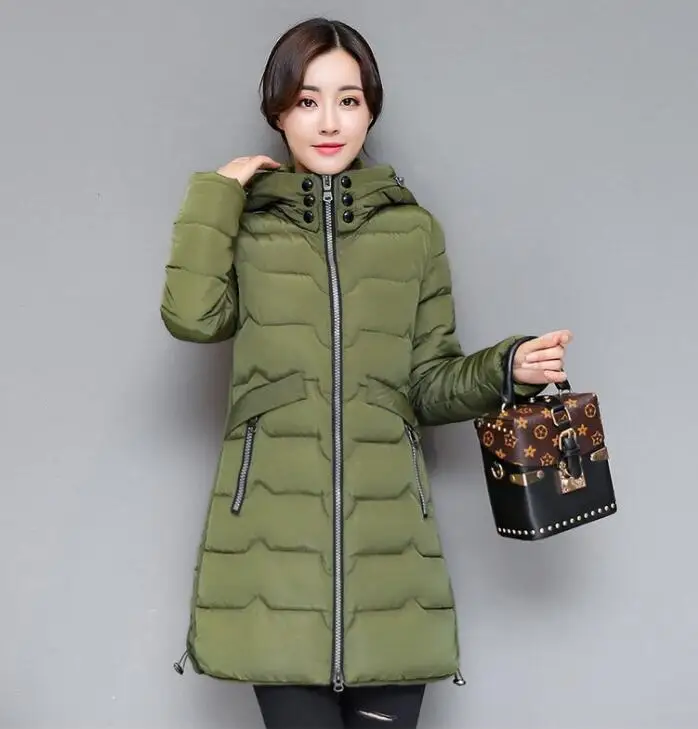 7XL размера плюс зимняя куртка с капюшоном Женская хлопковая теплая длинная парка с длинным рукавом большого размера Женская верхняя одежда - Цвет: Армейский зеленый