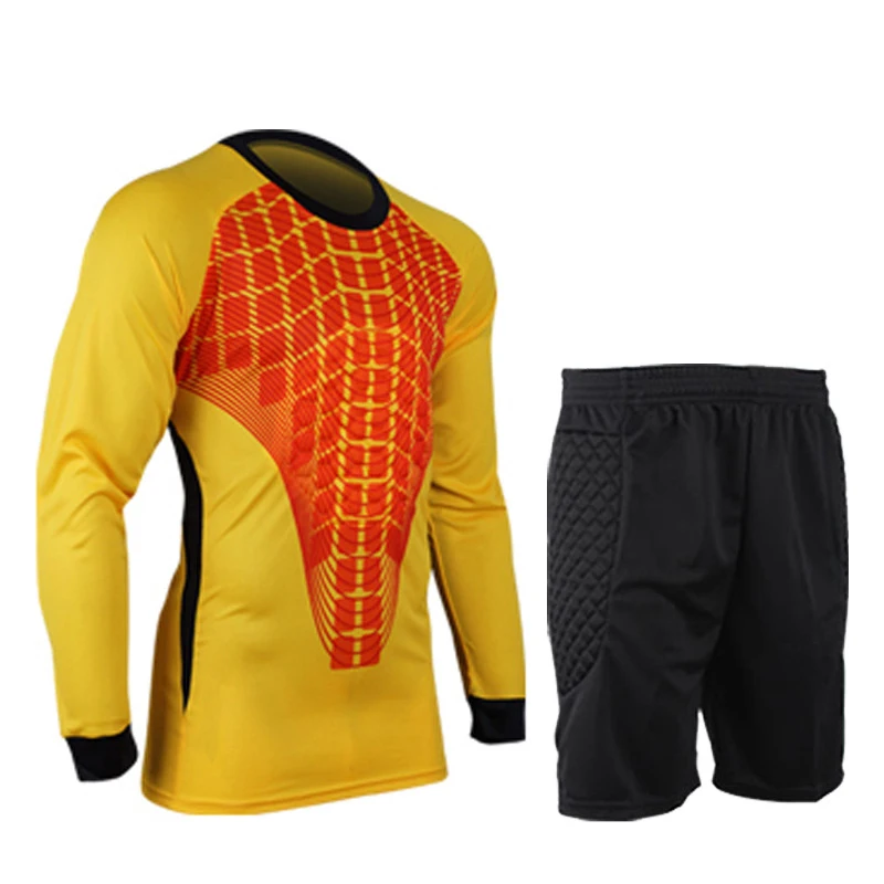 Thicken Padded Men's Goalkeeper Soccer Jerseys Set Football Suit Adult