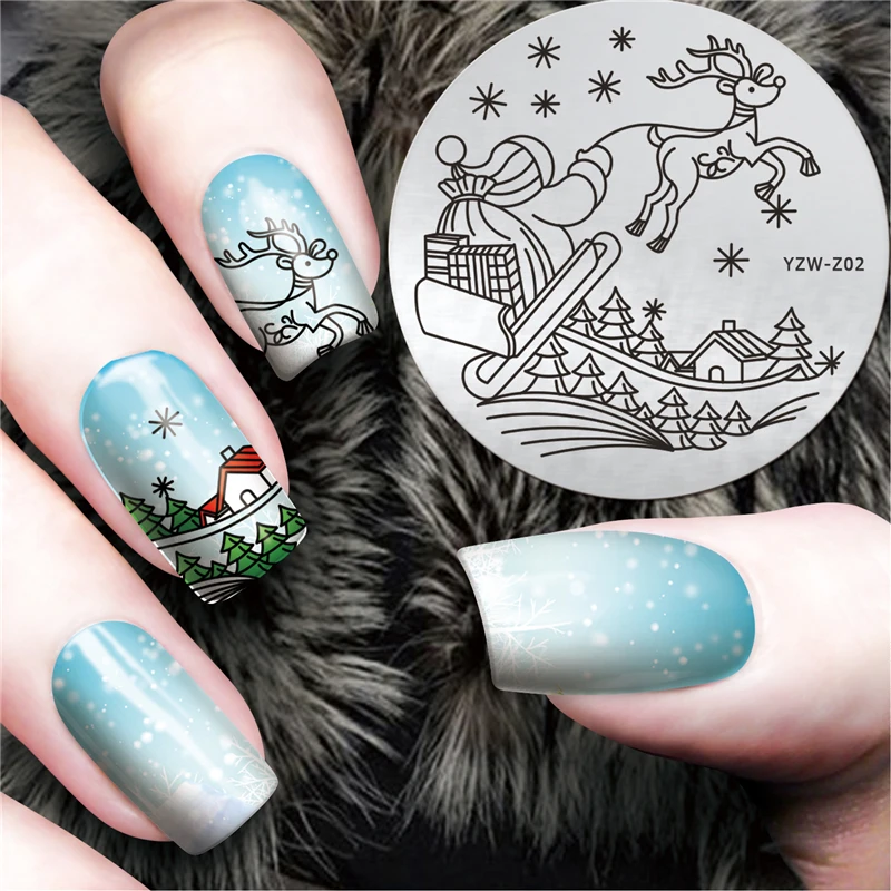 YZWLE новая Новогодняя тема ногтей Книги по искусству Трафареты изображения Нержавеющая сталь лак для ногтей пластин печати ногтей