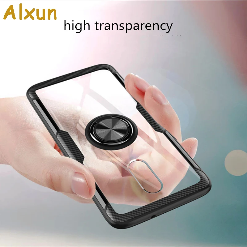 

Alxun For OnePlus 7 Case With Ring Stand Magnet Transparent Shockproof Protective Back Cover Case For One Plus 7 1+7